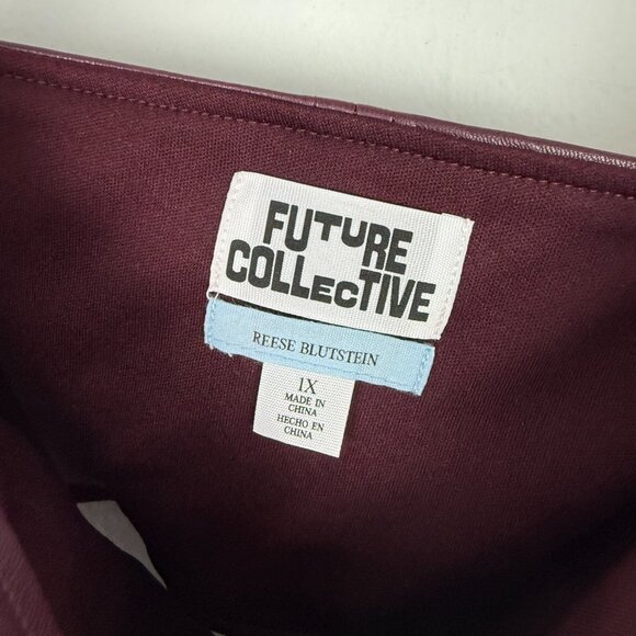 NWT Future Collective Strappy Faux Leather Tiny Top Crop Berry Plus Size 1X NEW - Picture 6 of 10